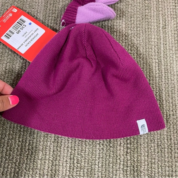 NEW North Face Infant Reversible Beanie & Mitten Set - Orchid Purple - Picture 2 of 8